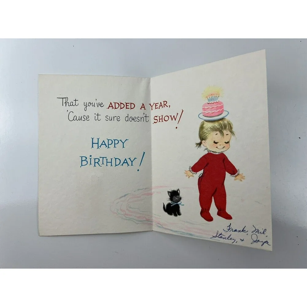 Vintage Gibson M. Cooper Happy Birthday 1950's Greeting Card Kitschy Ephemera